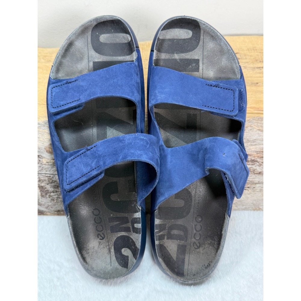 ECCO‎ 2nd Cozmo Womens EU 41 US 10-10.5 Blue Nubuck Leather Slide Sandals Boho